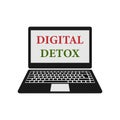Note on the screen of the laptop is Digital Detox. On Open Computer, there is a reminder that says about the ban on using the gadg
